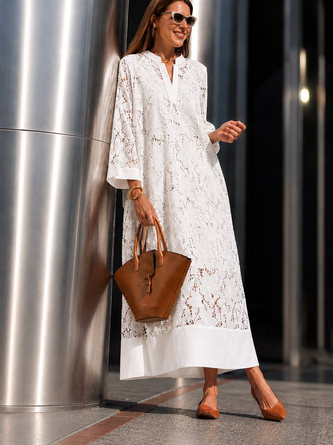 Abito Capri in Pizzo Bianco – Eleganza Mediterranea con borsa in omaggio